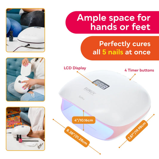 SUNUV SUN4S Nail Lamp 48W UV LED Nail Dryer for Curing Gels Polish With Smart Sensor Manicure Nail Art Salon Equipment Brand Lighting