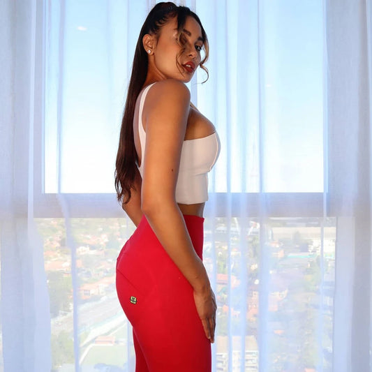 Melody Red Pants Women Gym Leggings High Waisted Leggings New Yoga Pants Leg Shaping Tights Fitness Athletic Clothing