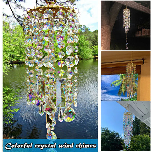21cm Colorful Crystal Wind Chimes Home Garden Hanging Decoration Ornament Wind Chimes Crystal Wind Chimes Wind Chimes Patio Lawn