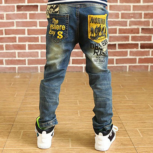 IENENS 5-13Y Slim Straight Denim Spring Autumn Wear Boys Jeans