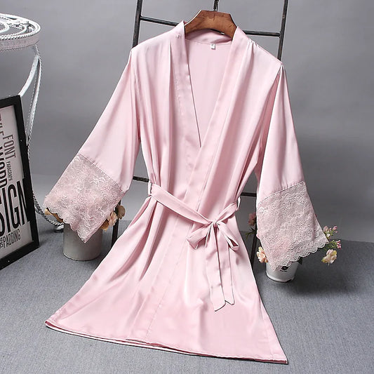 Bridesmaid Robes Satin Robe Bride Elegant Sleepwear Sexy Lace Woman Dressing Gown Bathrobe Kimono Silk Bath Robe Sleep Women Lounge