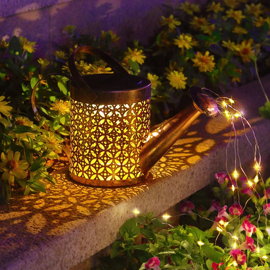 LED Solar Lights Outdoor Waterproof Solar Energy Watering Can Fairy Light Garden Decor Lantern for Outdoor Table Patio Lawn