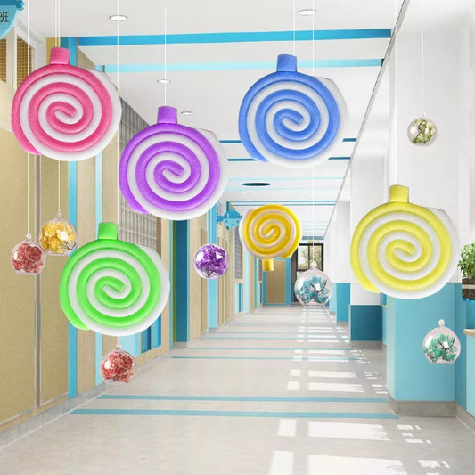 23cm Lollipop Hanging Ornaments Round Lollipop Aerial Charm Pendant Baby Shower Birthday Party Kindergarten Supplies Decorations