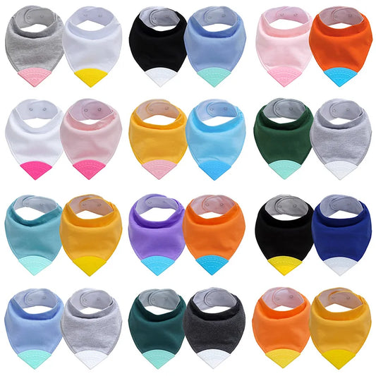 Bandana Drool Teething Bibs Super Absorbent Soft Newborn Bibs Candy Solid Burp Scarf Boy Girl Teether Bib girl cloth - Baby Girls