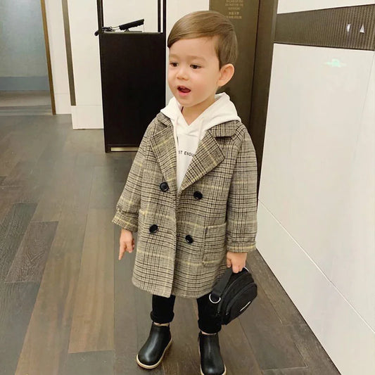 Wool Coat 5 Color Long Jacket Autumn Winter Kids Windproof Coat Children Clothing Warm Wool Coat Outerwear Boy Jacket - Girl Jacket