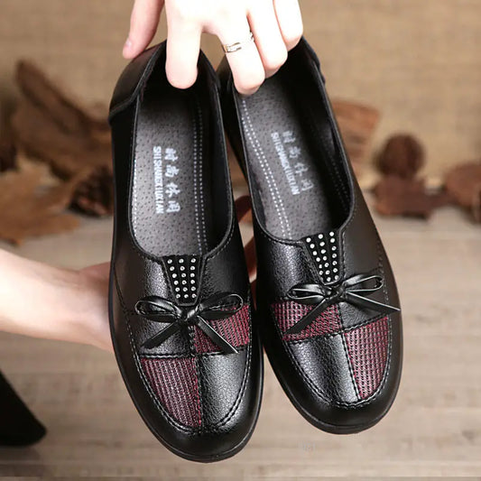 Spring Autumn New Mother's PU Flats for rhinestone summer casual Non-slip Women Shoes