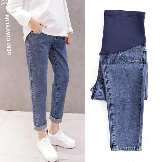Pregnancy Abdominal Pants Boyfriend Jeans Maternity Pants For Pregnant Women Clothes High Waist Trousers Loose Denim Women Jeans