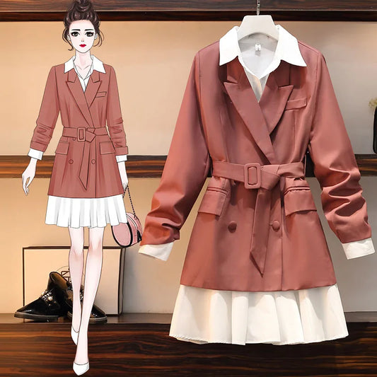 Work suits ol 2 piece set for woman business plus size Shirt dress oversized jacket suit for Women Work Dress - Women Short