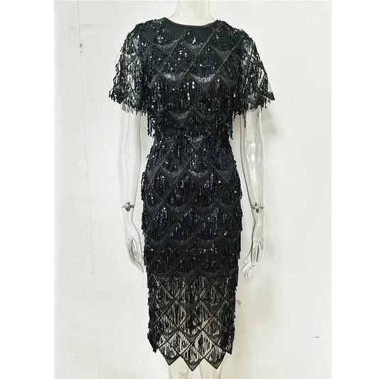 Sexy vintage Black Maxi Sequin Summer Dress Woman bodycon club party long Dresses Woman dress clothes vestidos Women Casual - Women Prom - Women Tees - Women Short