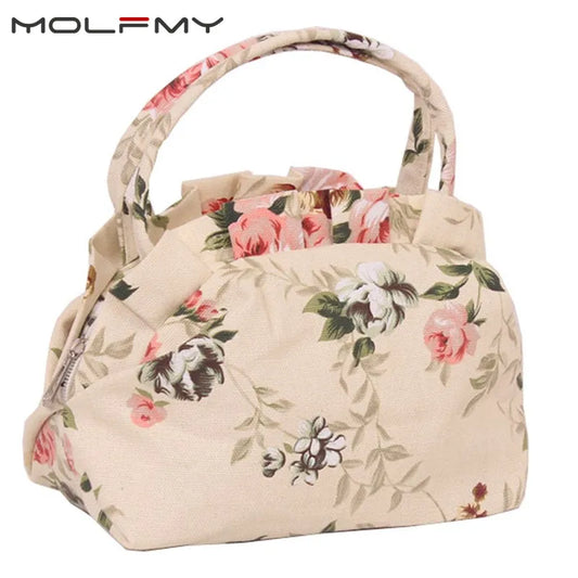 Canvas Tote Floral Printing Daily Use Shopping small cute women handbags