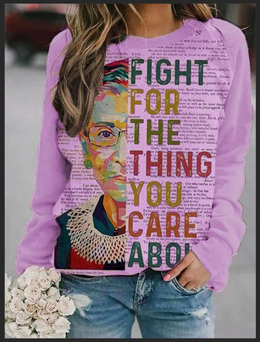 Plus Size New Women's T-shirt Crew Neck Printed Letter Warm And Loose Long Sleeve Women's Top Street Style Women Casual - Women Plus Size Clothing - Women Tops