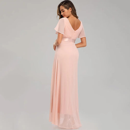 Sexy Pink Chiffon Tulle Maxi Summer Dress Woman vintage Long Bridesmaid Dresses Club Bodycon Party Dress Vestidos Women Prom - Women Casual
