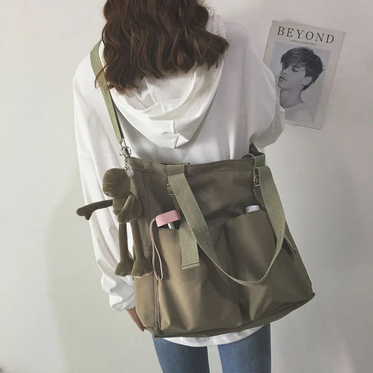Waterproof Oxford Large Capacity Canvas Girl Shoulder Hand Bucket Bag Basket Female Crossbody Bags For Women Casual Tote women purse
