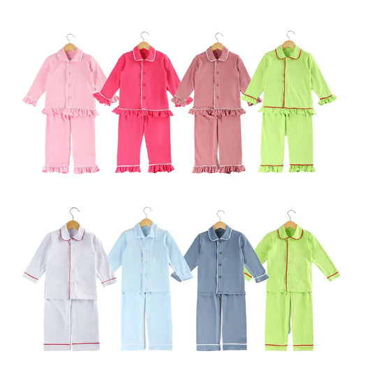 Cotton Long Sleeve Fall Winter Kid Pajamas Sets Toddler Frills Pyjamas Boys Sleepwear - Girls Sleepwear