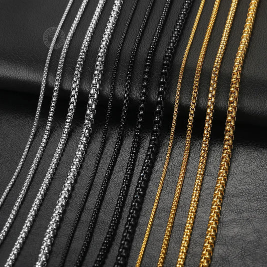2mm 3mm 5mm Black Round Box Link Chain Necklace For Men Boy Stainless Steel Chain Necklace - Women Jewellery - Girl Jewellery - Women Accessory - Girl Accessory - Men Jewellery - Men Accessory