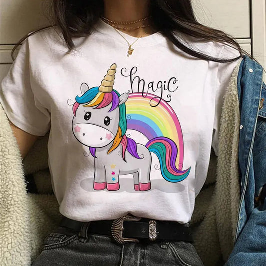 unicorn harajuku woman kawaii cartoon funny 90s streetwear t-shirt Korean style grunge female t-shirt clothing women casual