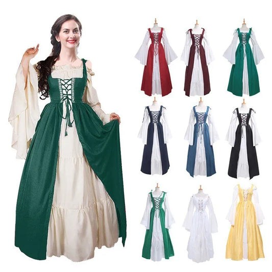 Medieval Punk Dress Cosplay Halloween Costumes Woman Palace Carnival Party Disguise Princess Female Victorian Vestido Robe New Women Prom - Women Casual