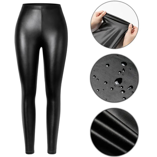 PU Faux Leather Sexy Thin Black Woman Leggings New Fashion Stretchy Fitness Casual Pants Warm Waterproof Skinny Push Up women legging