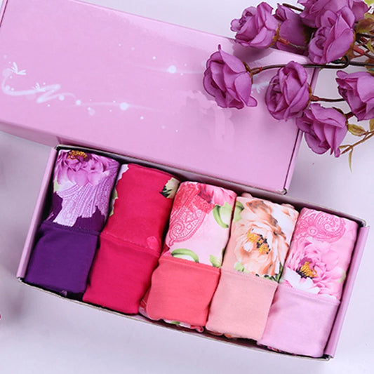 5pcs/Lot Hot Selling Top Quality Ladies Cotton Underwear Briefs Black Sexy Print Love Sexy Lingerie Calcinhas Briefs Panties - Women Lingerie