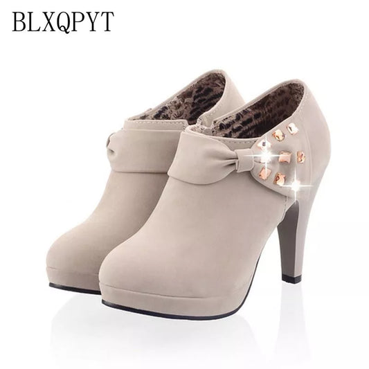 LANYUXUAN Big Size Sale 34-43 Apricot New Pumps Platform High Heels Party Women Shoes