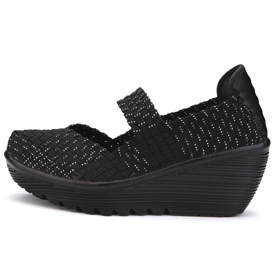 BeckyWalk Spring Platform Summer Woven Flat Wedge Multi Colors Women Shoes