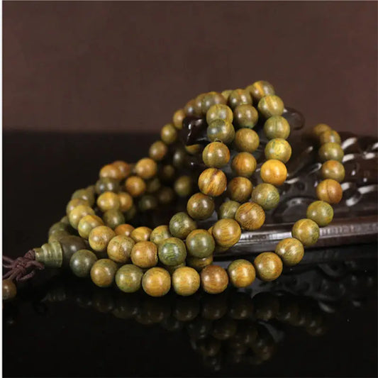 Buddhist 8mm 108 Natural Green Sandalwood Prayer Malas Bracelets Fragrant Wooden Verawood Beads Necklace Free Shipping BRO933 - Women Accessory - Girl Accessory - Men Accessory