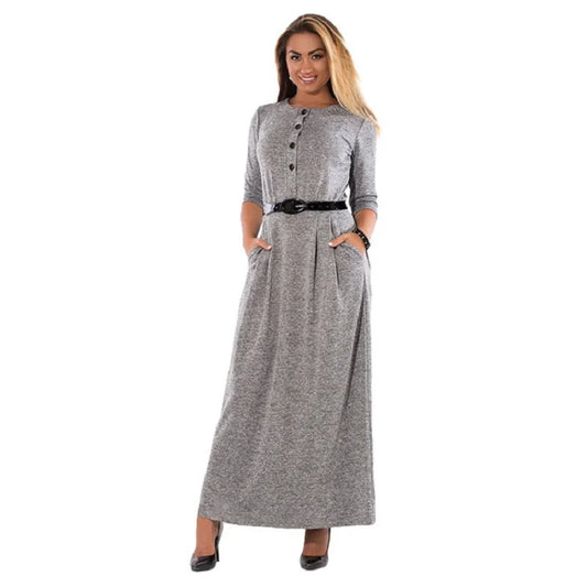 AECU Robe Autumn Winter Dress Big Size Elegant Long Sleeve Maxi Dress Dresses Plus Size Dress Female Women Dress For Work