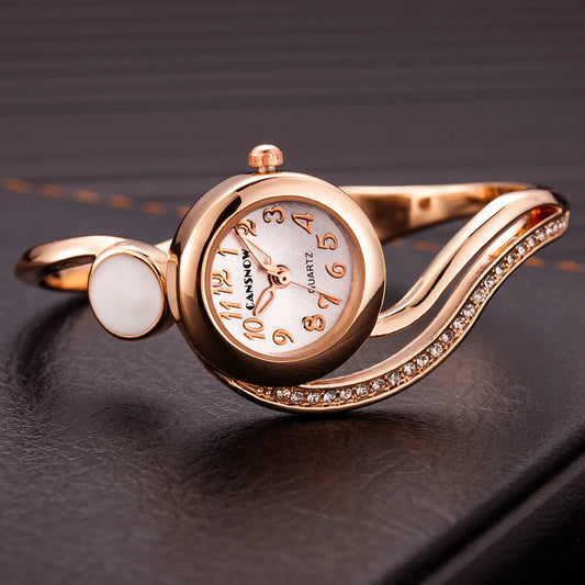 New Luxury Brand Rose Gold Small Dial Steel Bracelet Analog Quartz women watch