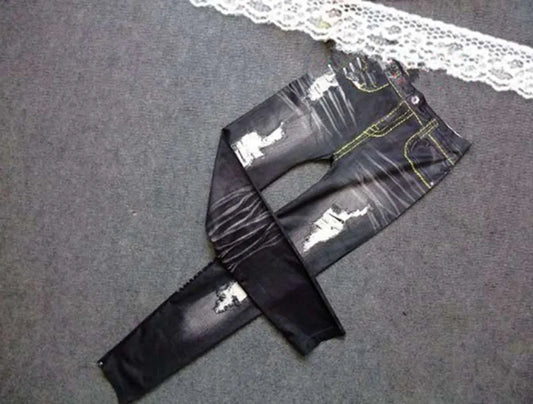 New Black/Blue Women Jeans Fashions Destroyed Leggings Jeans Look Jeggings Stretch Skinny Girl Jeans