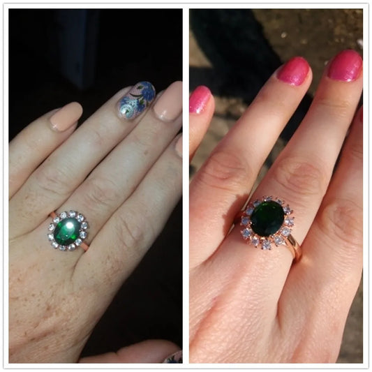 Wedding Jewelry Set For Women Rose Gold Color Created Green Austrian Crystal With 3 Pcs Ring + Necklace + Earrings - Women Jewellery - Girl Jewellery - Women Accessory - Girl Accessory