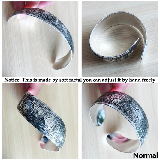 Yumfeel Factory Wholesale Tibetan Jewelry Vintage Silver Bangles Bracelet Antique Tibetan Silver Cuff Bracelets - Women Jewellery - Girl Jewellery - Women Accessory - Girl Accessory