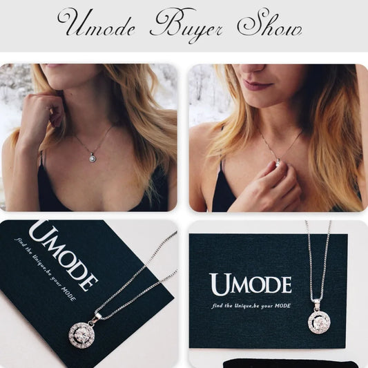 UMODE Hearts & Arrows Cut 0.6 Carat Top Quality AAA+ CZ Cubic Zirconia Round Pendant Necklace UN0012- Women Jewellery - Girl Jewellery - Women Accessory - Girl Accessory