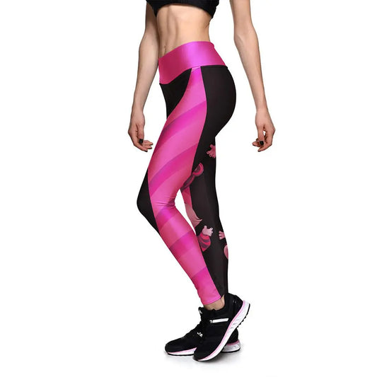 Halloween Women Legging High Waist Silm Fitness Leggins Alice In Wonderland Smile Cat Digital Print Pants