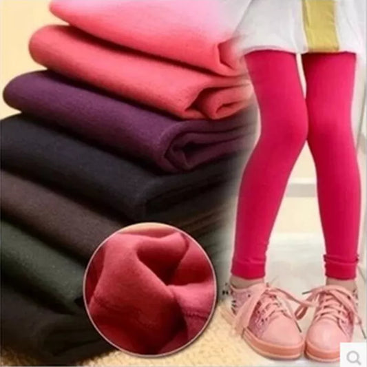 Autumn Winter Plus Velvet To Keep Warm Candy Colors Children Girls Pants 3-9 year Kids Leggings For girls short