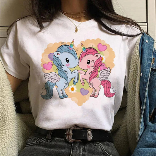 unicorn harajuku woman kawaii cartoon funny 90s streetwear t-shirt Korean style grunge female t-shirt clothing women casual