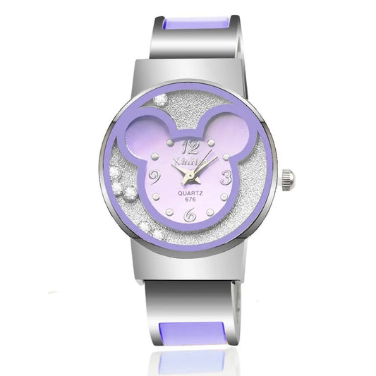 UTHAI Kids Quartz Watch Cartoon Quart Clock Gifts Mouse reloj steel women watch