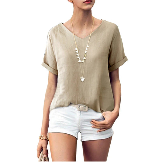 Fashion Woman Blouses Summer Oversized Cotton Blouse Sleeve Women's Shirt Blusas camisas mujer Women Casual - Women Tops - Women Short