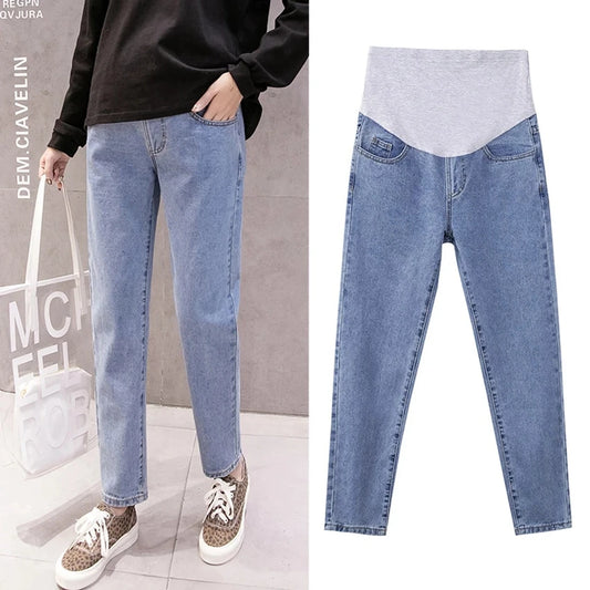 Pregnancy Abdominal Pants Boyfriend Jeans Maternity Pants For Pregnant Women Clothes High Waist Trousers Loose Denim Women Jeans
