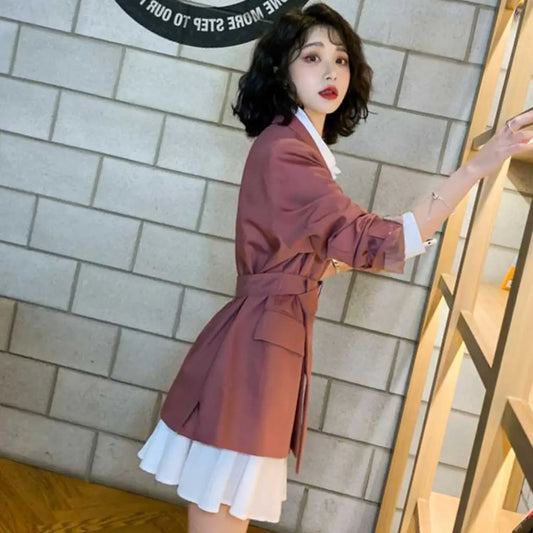 Work suits ol 2 piece set for woman business plus size Shirt dress oversized jacket suit for Women Work Dress - Women Short