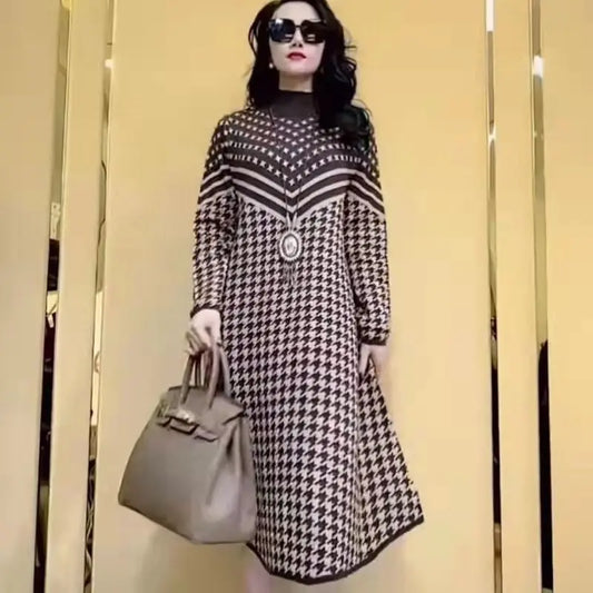 L-6XL Fashion Mother Autumn And Winter Clothes Sweater Dress Fat Women's Long Knitted Pullover Female New Sweaters Pullover Women Casual - Women Prom