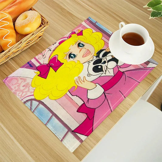 Candy Candy Print Linen Table Mats Alphabet Placemat 30X40cm Coasters Pads Bowl Cup Mat Dining