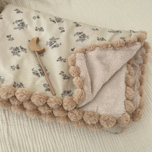 Warm Winter Baby Blanket Pompom Blush Sprigs and Blooms Minky Blanket Floral Baby Blanket Quilt Bedding Cover 90*130cm Bedding
