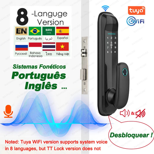 NEW RAYKUBE FM09 Tuya Wifi Smart Door Lock TT Lock Fingerprint Lock Auto Electronic Bio-metric Lock for Smart Home - Home Improvement - Electronics Accessories - Bluetooth