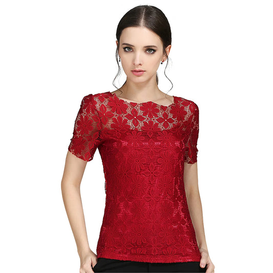 Lace Shirt Blusas Femininas Blouses & Shirts New Fashion Short sleeve Women Blouse plus size Women Clothing 5XL Women Tops - Women Casual