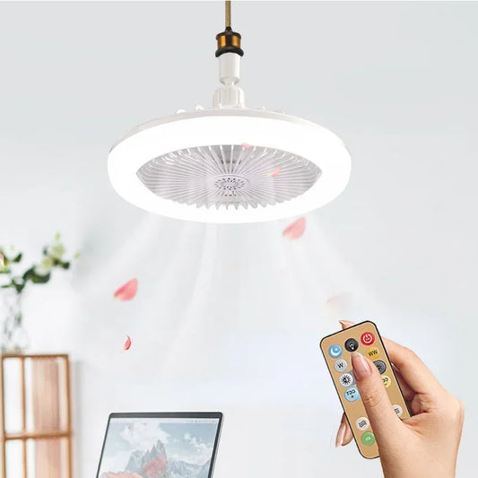 30WE27LED Ceiling Fans with Light Remote Control Dimmable Ceiling Lamp Bulb Indoor Bedroom Chandelier Lighting Fan
