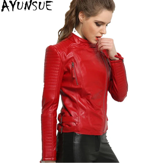 100% Real Sheepskin Coat Jacket Female Genuine Leather Jacket Slim Jackets Outerwear jaqueta feminina couro women shorts
