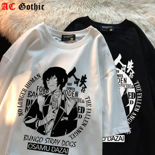 Japanese Anime Bungou Stray Dogs T-Shirt Women Kawaii Cartoon Osamu Dazai Graphic Tees Unisex Harajuku Tops Tee Female Women Tops & Tees