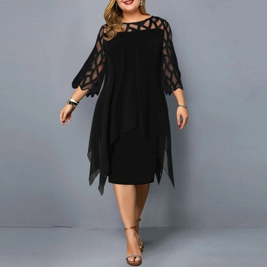 Women Plus Size Cloth Party Dress Sexy Elegant Lace Mesh L-6XL White Red Purple Black Blue Green Loose Women Prom