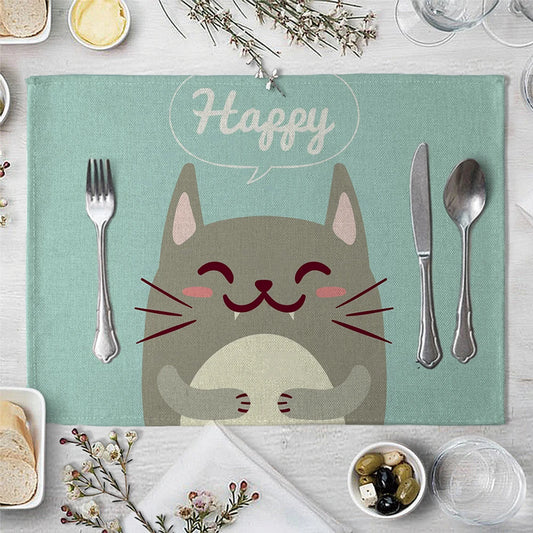 Cute Animal Childish Pattern Placemat Decor Cotton Linen Table Mats Coaster Pad Bowl Coffee Cup Tablecloth Dining - Decoration - Smart Home