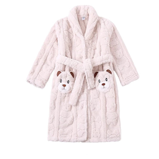 Winter Bathrobe Flannel Warm Homewear for Children Cartoon Bear Bathrobe Kids Baby Lengthen Warm Cute Boys Sleepwear - Girls Sleepwear